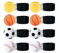 QHSXMQ 8pcs Rebound Wrist Ball, Spring Ball on A String for Kids, Sports Wrist Balls, Return Balls Sport on Elastic Rope for Hand Exercise, Wrist Band Ball for Kids Training