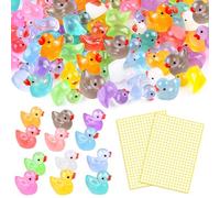 QHSXMQ Mini Ducks 100 Pack Glow in The Dark Ducks Mini Resin Ducks Figures Tiny Ducks Miniature Little Ducks Small Ducks Tiny Plastic Ducks for Aquarium Fairy Garden Dollhouse Landscape (12 Colors)