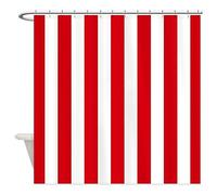 qhtqtt Shower Curtain Red And White Vertical Stripes Decorative Fabric Shower Curtain House Living Room 180x200cm A