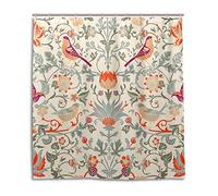 qhtqtt Shower Curtain Waterproof Polyester William Morris Flower Pattern Bath Curtain For Bathroom Fabric Home Decorative Curtains 180x180cm A