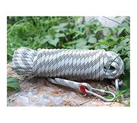 QHY Rock Climbing Rope 14mm Nylon Heavy Duty Static Rope Tree Climbing Rappelling With Hooks Escape Fire Rescue Parachute Rope With 2 Safety Carabiners (Color : White, Size : 40m*14mm)