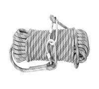 QHY Rock Climbing Rope 16mm Nylon Rope High Strength Cord Safety Braid Rope All-Purpose Braided Rope With 2 Steel Hooks For Escape Rescue Camping Climbing (Color : White, Size : 40m*16mm)