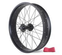 QHYRZE 20/24/26 Inch X 4.0"-4.9'' Fat Tire Bike Front Wheel 36H Black Rim Disc Brake Wheelset Solid Shaft Hub, For Ebike Snow Beach Bike(20'')