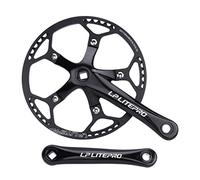 QHYRZE Folding Bike Crankset 130BCD 170mm Square Taper Crank Arm Set 45/47/53/56/58T Single Chainring 6/7/8/9/10 Speed Road Bicycle Crankset(Black,56T)