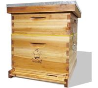 QHZHANG 10 Frame Bee Hive Box Kit, Beeswax Coated Beehive with Frames