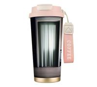 QHZLY 316 Stainless Steel GhostlyGlimpses Coffee Cup Pink, Large Insulated Travel Tumbler for Office Home Car Use