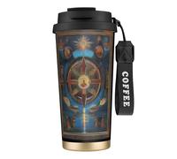 QHZLY 316 Stainless Steel Holy Visions Coffee Cup Black, Large Insulated Travel Tumbler for Office Home Car Use