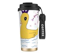 QHZLY 316 Stainless Steel Little Yellow Duck Coffee Cup Black, Large Insulated Travel Tumbler for Office Home Car Use