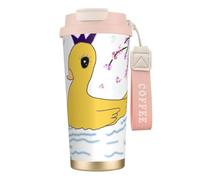 QHZLY 316 Stainless Steel Little Yellow Duck Coffee Cup Pink, Large Insulated Travel Tumbler for Office Home Car Use