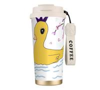 QHZLY 316 Stainless Steel Little Yellow Duck Coffee Cup White, Large Insulated Travel Tumbler for Office Home Car Use