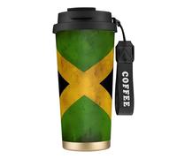QHZLY 316 Stainless Steel Old Jamaican Flag Coffee Cup Black, Large Insulated Travel Tumbler for Office Home Car Use