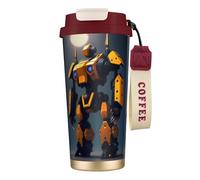 QHZLY 316 Stainless Steel Robots at War Coffee Cup Red, Large Insulated Travel Tumbler for Office Home Car Use