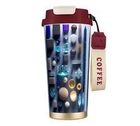 QHZLY 316 Stainless Steel Smart Crystal Art Coffee Cup Red, Large Insulated Travel Tumbler for Office Home Car Use