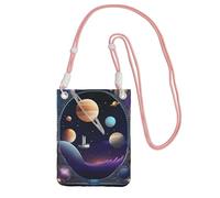 QHZLY a Cosmic Voyage Crossbody Mobile Phone Bag Pink with Adjustable Strap for Women - Fashionable, Convenient