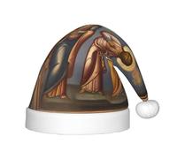 QHZLY a Divine Frescoes Holiday Santa Hat for Kids Polyester Fluffy Trim Cap Costume Accessory