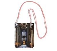 QHZLY a Gothic Cathedrals Crossbody Mobile Phone Bag Pink with Adjustable Strap for Women - Fashionable, Convenient