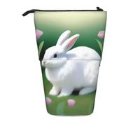 QHZLY Adjustable Bunny Bliss Pencil Case with Zipper, Portable Large Capacity Storage for Stationery