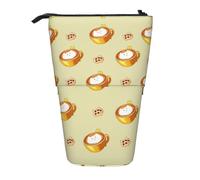 QHZLY Adjustable Cartoon cat Coffee Pencil Case with Zipper, Portable Large Capacity Storage for Stationery