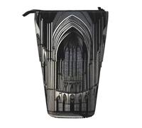 QHZLY Adjustable Gothic Cathedrals Pencil Case with Zipper, Portable Large Capacity Storage for Stationery