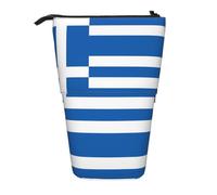 QHZLY Adjustable Greek Flag Pencil Case with Zipper, Portable Large Capacity Storage for Stationery