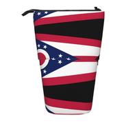 QHZLY Adjustable Ohio State Flag Pencil Case with Zipper, Portable Large Capacity Storage for Stationery