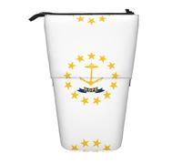 QHZLY Adjustable Rhode Island State Flag Pencil Case with Zipper, Portable Large Capacity Storage for Stationery