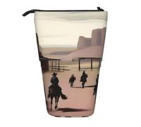 QHZLY Adjustable Wild West Life Pencil Case with Zipper, Portable Large Capacity Storage for Stationery