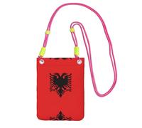 QHZLY Albanian flag Crossbody Mobile Phone Bag Fuchusia with Adjustable Strap for Women â€“ Fashionable, Convenient