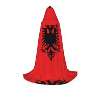 QHZLY Albanian flag Hooded Cape L For Teenagers Long Cloak Cosplay Masquerade Stage Costume Comic-Con Carnival Role-Play