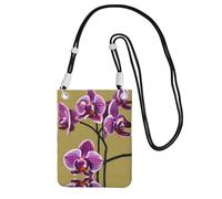 QHZLY Beautiful Orchids Crossbody Mobile Phone Bag Black with Adjustable Strap for Women – Fashionable, Convenient