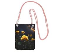 QHZLY Beautiful yellow roses Crossbody Mobile Phone Bag Pink with Adjustable Strap for Women â€“ Fashionable, Convenient