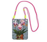 QHZLY Blooming Orchids Crossbody Mobile Phone Bag Fuchusia with Adjustable Strap for Women – Fashionable, Convenient