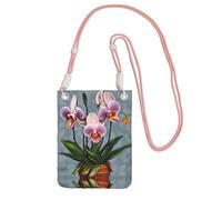 QHZLY Blooming Orchids Crossbody Mobile Phone Bag Pink with Adjustable Strap for Women – Fashionable, Convenient