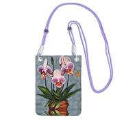 QHZLY Blooming Orchids Crossbody Mobile Phone Bag Purple with Adjustable Strap for Women – Fashionable, Convenient