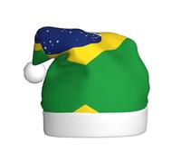 QHZLY Brazilian flag Christmas Hat for Adults, Plush Holiday Party Accessory for Festivals and Events