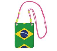 QHZLY Brazilian flag Crossbody Mobile Phone Bag Fuchusia with Adjustable Strap for Women â€“ Fashionable, Convenient