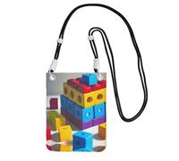 QHZLY Colorful Building Blocks Crossbody Mobile Phone Bag Black with Adjustable Strap for Women â€“ Fashionable, Convenient