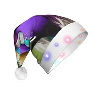 QHZLY Colorful cow's head Christmas Light-Up Hat for Adults, Plush LED Decorative Santa Cap for Holidays