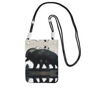 QHZLY CreepyCreatures Crossbody Mobile Phone Bag Black with Adjustable Strap for Women - Fashionable, Convenient