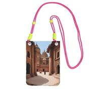 QHZLY Cultural Heritage Crossbody Mobile Phone Bag Fuchusia with Adjustable Strap for Women - Fashionable, Convenient