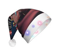QHZLY CursedCarnival Christmas Light-Up Hat for Adults, Plush LED Decorative Santa Cap for Holidays
