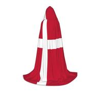 QHZLY Danish flag Hooded Cape S For Teenagers Long Cloak Cosplay Masquerade Stage Costume Comic-Con Carnival Role-Play