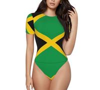 QHZLY Flag of Jamaica Women's Short-Sleeved Bodysuit S, Soft and Breathable for Casual, Party