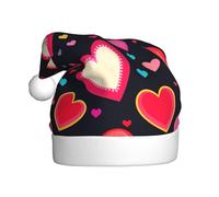 QHZLY Give you a lot of little hearts Christmas Hat for Adults, Plush Holiday Party Accessory for Festivals and Events