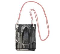 QHZLY Gothic Cathedrals Crossbody Mobile Phone Bag Pink with Adjustable Strap for Women – Fashionable, Convenient