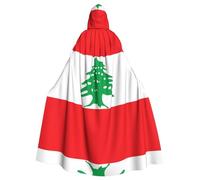 QHZLY Halloween Flag of Lebanon Hooded Cloak Adult Cosplay Costume for Masquerade, Theme Party, Stage Performance