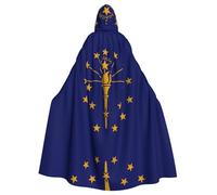 QHZLY Halloween Indiana State Flag Hooded Cloak Adult Cosplay Costume for Masquerade, Theme Party, Stage Performance