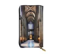 QHZLY Leather Long a Gothic Cathedrals Clutch Wallet for Unisex, Stylish and Functional with Card Slots, Zipper Pockets