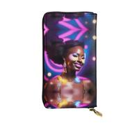 QHZLY Leather Long a Performer's Glow Clutch Wallet for Unisex, Stylish and Functional with Card Slots, Zipper Pockets