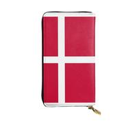QHZLY Leather Long Danish Flag Clutch Wallet for Unisex, Stylish and Functional with Card Slots, Zipper Pockets